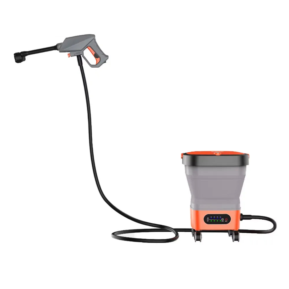 Porodo Aquaspray Multifunctional Pressure Washer 260W with Foam Dispenser, 15L Water Tank, 3m Water Pipe, 3000mAh Battery – Orange