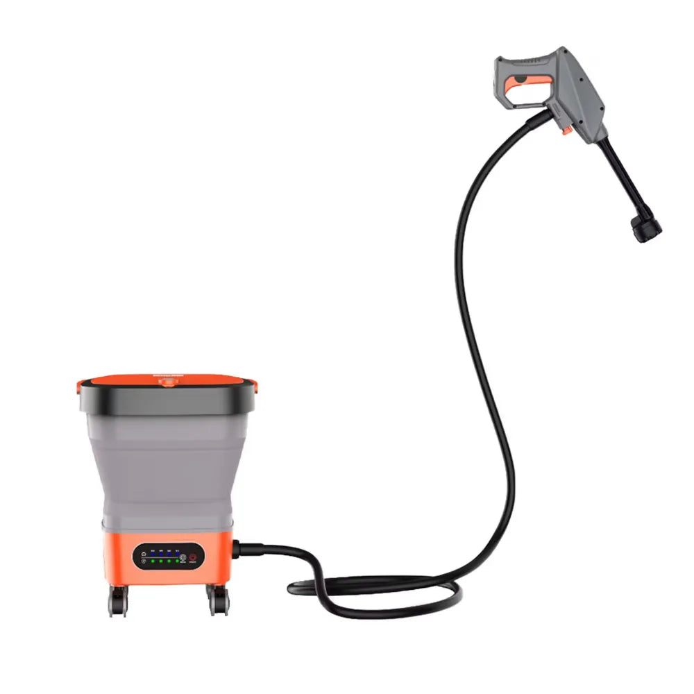 Porodo Aquaspray Multifunctional Pressure Washer 260W with Foam Dispenser, 15L Water Tank, 3m Water Pipe, 3000mAh Battery – Orange