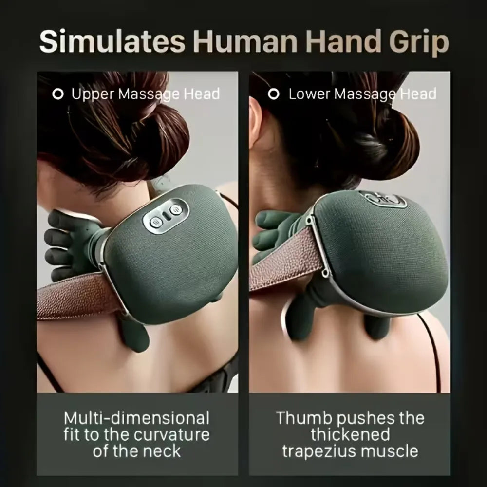 6D Simulated Hand Massage Shawl with Heat, USB Rechargeable, Multiple Intensity Levels, Portable Neck & Body Massager for Shoulders, Back, Waist and Legs