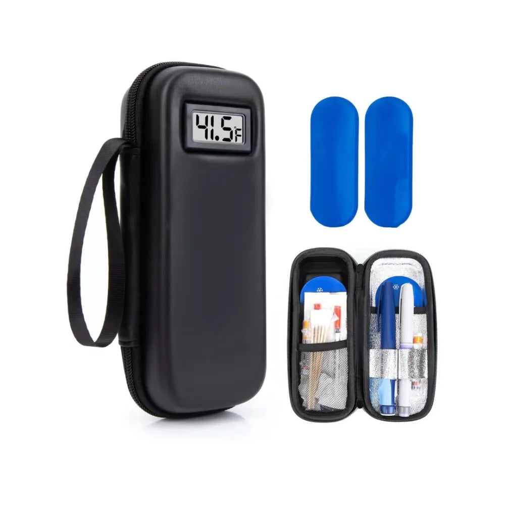 Insulin Cooler Travel Case with Temperature Display, TSA-Approved Refrigerated Medicine Case with 2 Ice Packs, Portable Diabetic Storage for Travel and Daily Use