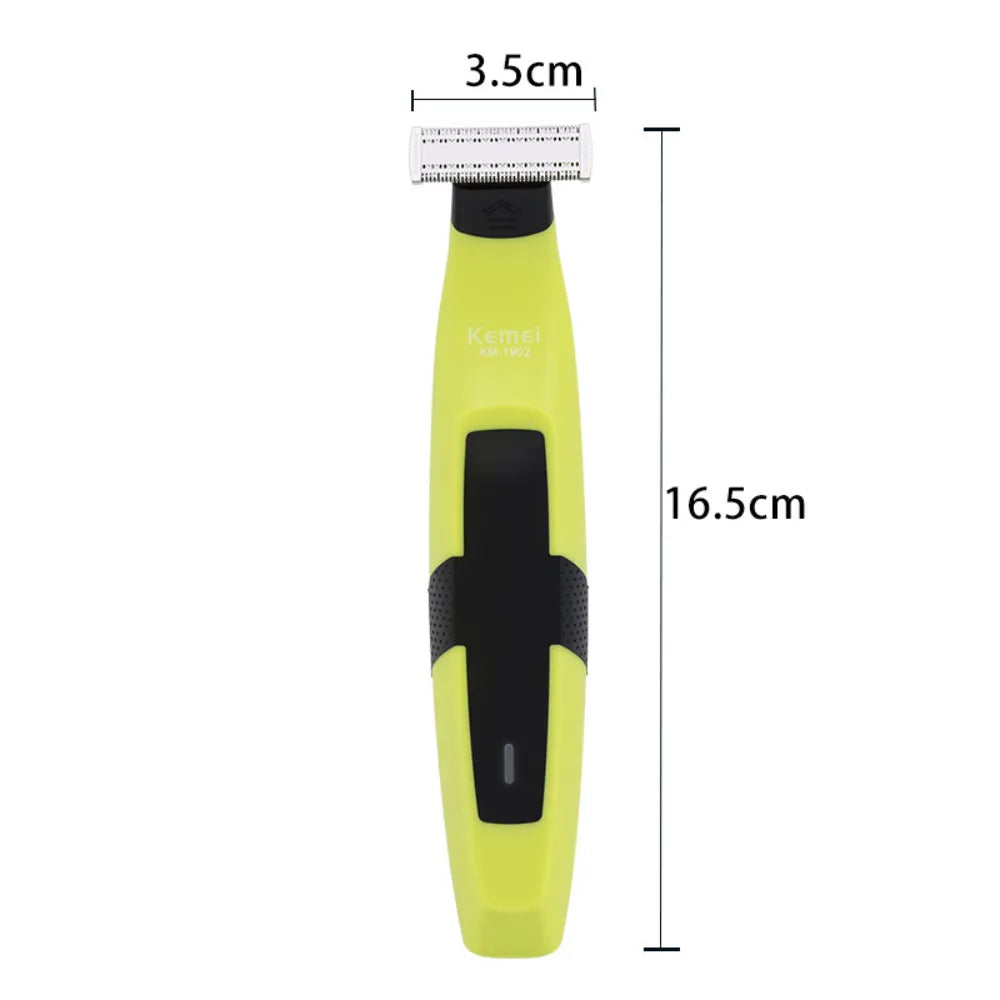 Kemei KM-1902 Cordless Electric Body Shaver with 90 Minutes Battery Life, Type-C Charging, 5 Comb Attachments, IPX7 Waterproof – Green