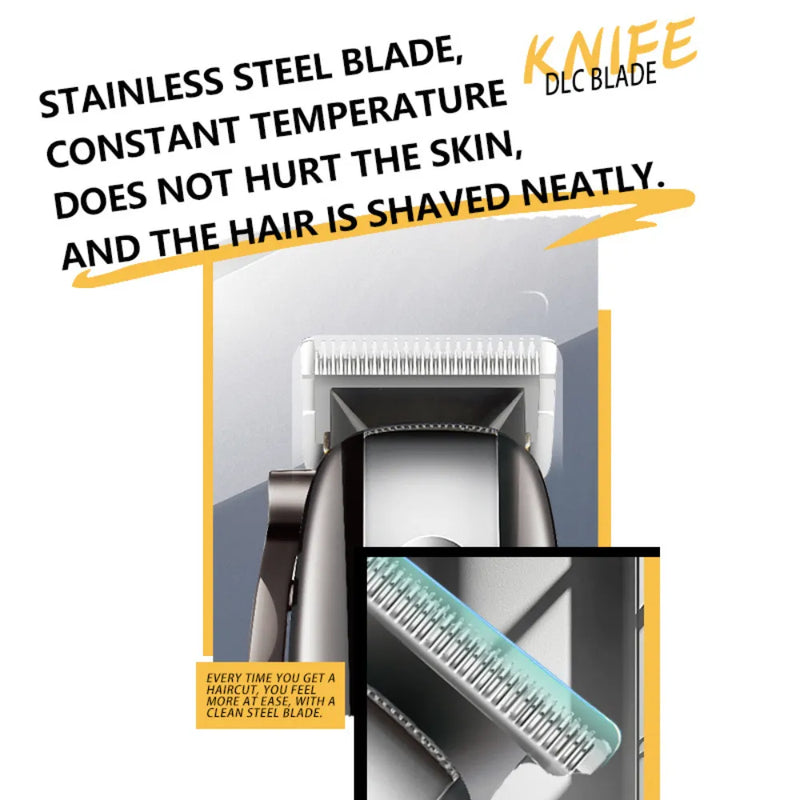 KEMEI KM-8531 Cordless Hair Trimmer & Beard Shaver 3-Piece Barber Kit, Rechargeable Electric Clippers with Precision Blades