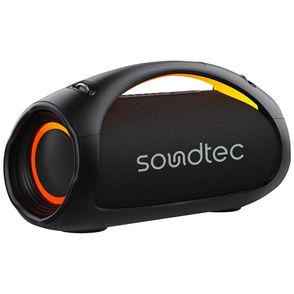 Porodo Soundtech Rush Pro Party Speaker Bluetooth 5.3 with Up to 5 Hours Battery Life, Universal Compatibility, RGB Light & IPX6 Water Resistance – Black