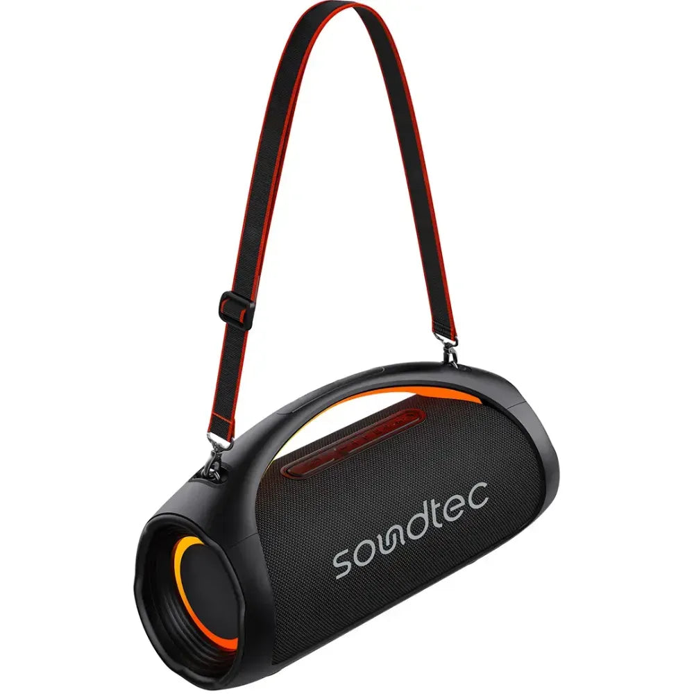 Porodo Soundtech Rush Pro Party Speaker Bluetooth 5.3 with Up to 5 Hours Battery Life, Universal Compatibility, RGB Light & IPX6 Water Resistance – Black