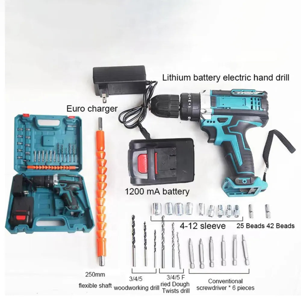 Multifunction 18-in-1 Impact Hammer Drill Set 220V Electric Power Tool with Multiple Accessories for Home & DIY Use
