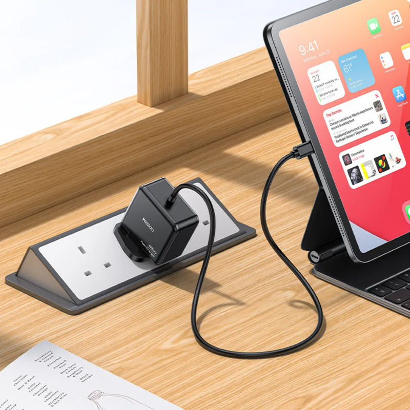 Yesido YC93 Wall Charger Adapter 65W USB-C Fast Charging with 2m Cable, UK Plug, PD/QC Support for Laptop, Tablet & Smartphone