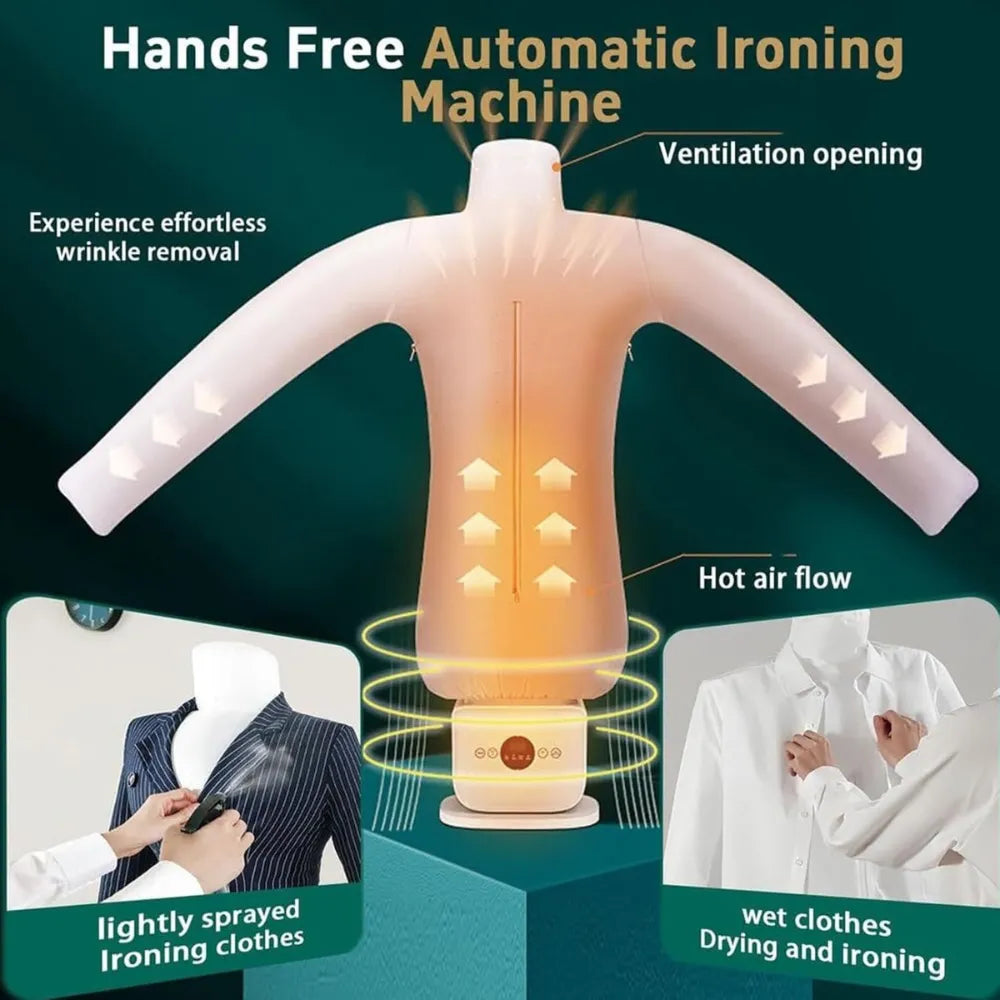 Automatic Hot Air Garment Dryer & Iron 1000W with Inflatable Shirt & Pants Mold, Quick Wrinkle Remover for Home and Office