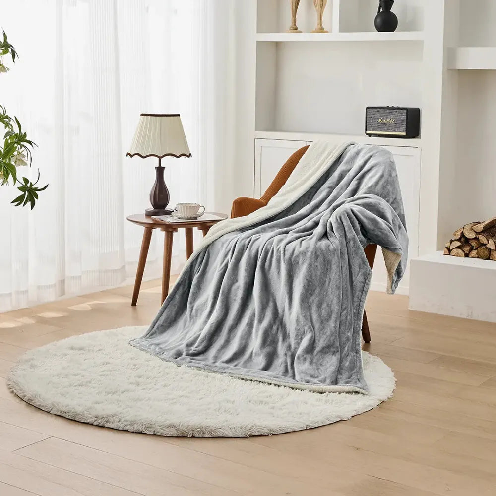 Green Lion Electric Heating Blanket with 9 Heat Levels, Timer Control, Soft Flannel & Sherpa Fleece, Auto Shut-Off, Machine Washable – Grey