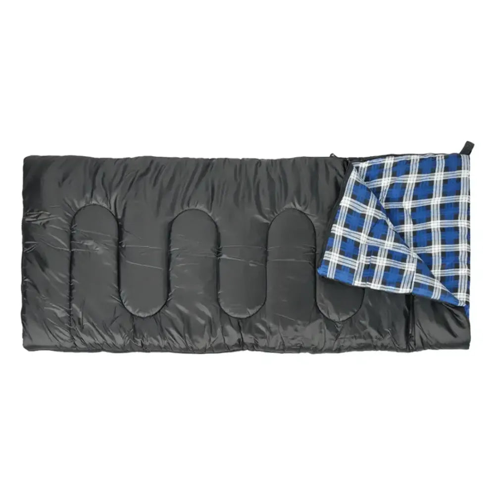 Green Lion Sleep Mate Camping Sleeping Bag with Flannel Lining, 300gsm Insulation, Ripstop Polyester Shell, Portable Carry Bag – Black