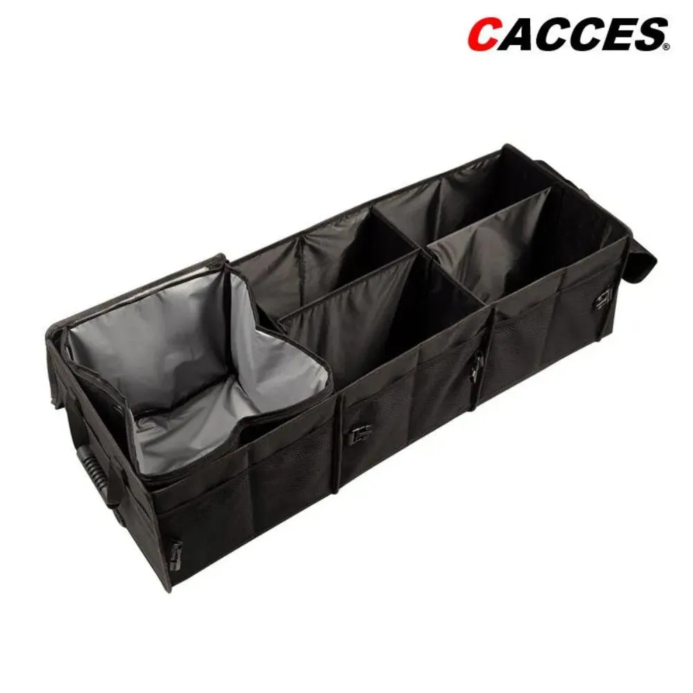 Collapsible Car Trunk Organizer 3-in-1 Multi-Use with Insulated Leakproof Cooler Bag, Waterproof Heavy-Duty Storage – Black