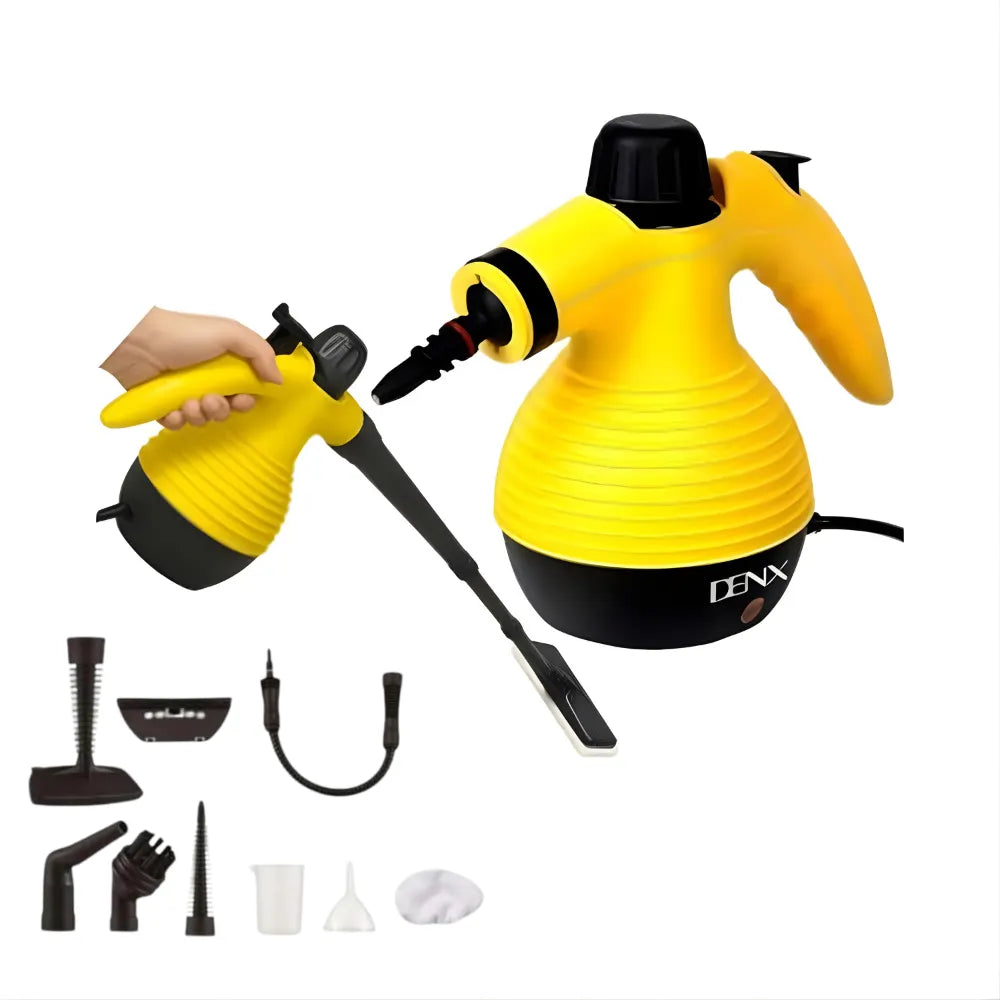 DENX Handheld Steam Cleaner 1200W with 300kPa Pressure, 350ml Water Tank, 6 Attachments for Multi-Surface Cleaning