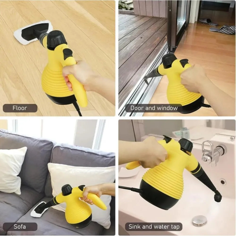 DENX Handheld Steam Cleaner 1200W with 300kPa Pressure, 350ml Water Tank, 6 Attachments for Multi-Surface Cleaning