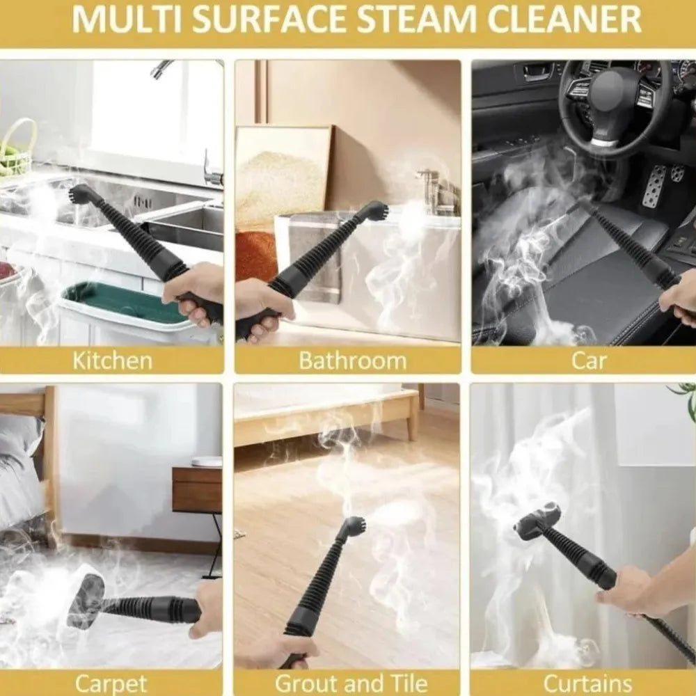 DENX Handheld Steam Cleaner 1200W with 300kPa Pressure, 350ml Water Tank, 6 Attachments for Multi-Surface Cleaning