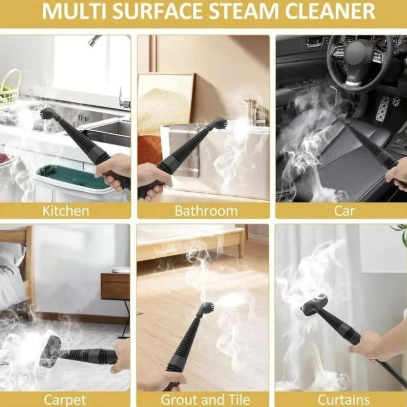 DENX Handheld Steam Cleaner 1200W with 300kPa Pressure, 350ml Water Tank, 6 Attachments for Multi-Surface Cleaning