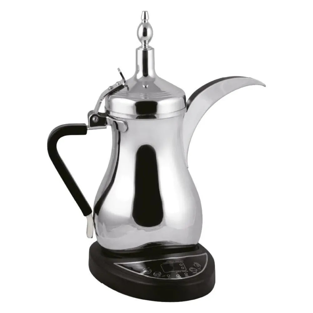DENX DX2046 1L Coffee Pot, Stainless Steel Electric Kettle with Built-In Spoon, 800W Fast Heating - Silver