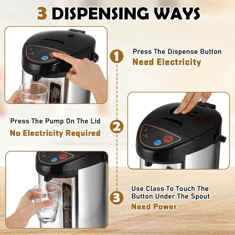 DENX DX3804 Electric Thermos Pot 6.8L Stainless Steel Multi-Mode Water Dispenser with Water Level Indicator 750W