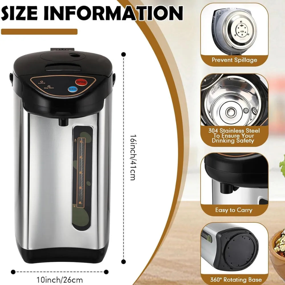 DENX DX3804 Electric Thermos Pot 6.8L Stainless Steel Multi-Mode Water Dispenser with Water Level Indicator 750W