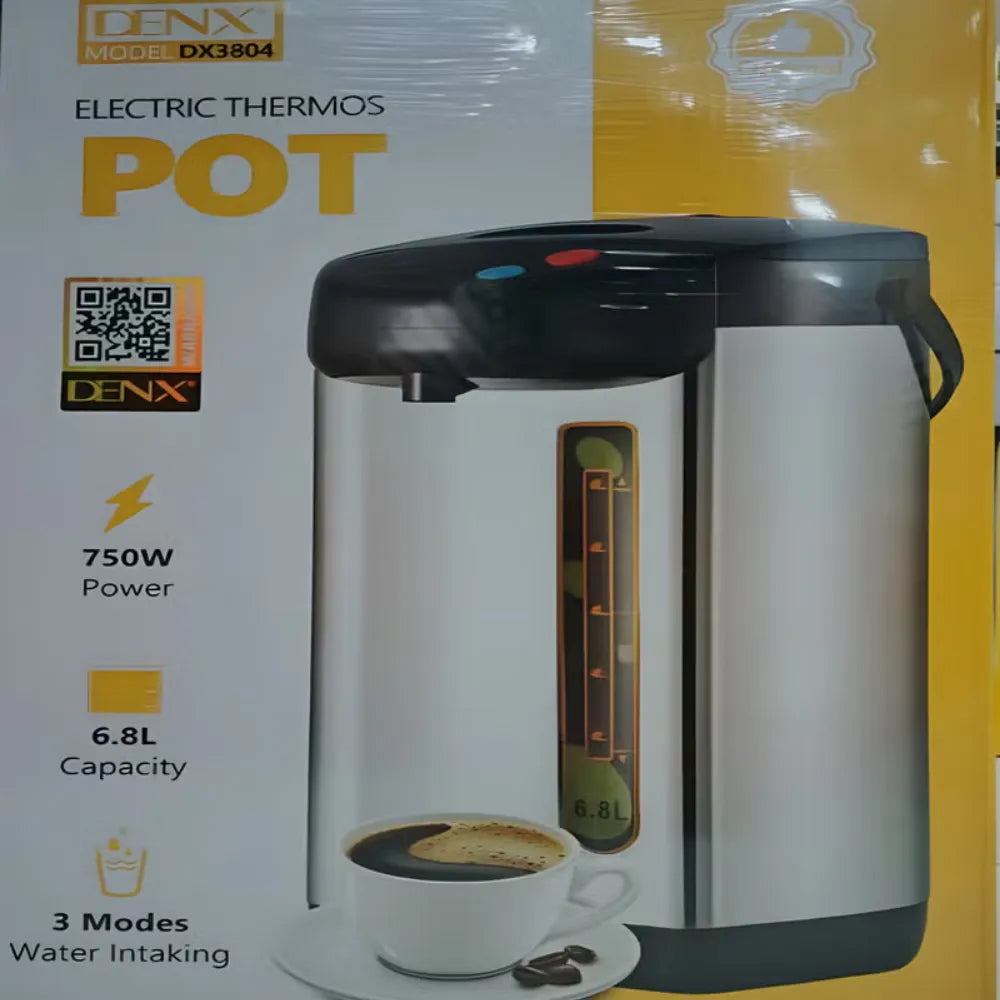 DENX DX3804 Electric Thermos Pot 6.8L Stainless Steel Multi-Mode Water Dispenser with Water Level Indicator 750W