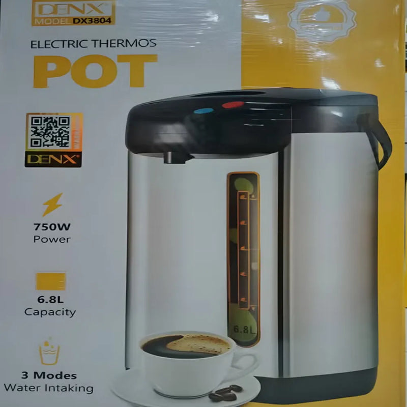 DENX DX3804 Electric Thermos Pot 6.8L Stainless Steel Multi-Mode Water Dispenser with Water Level Indicator 750W