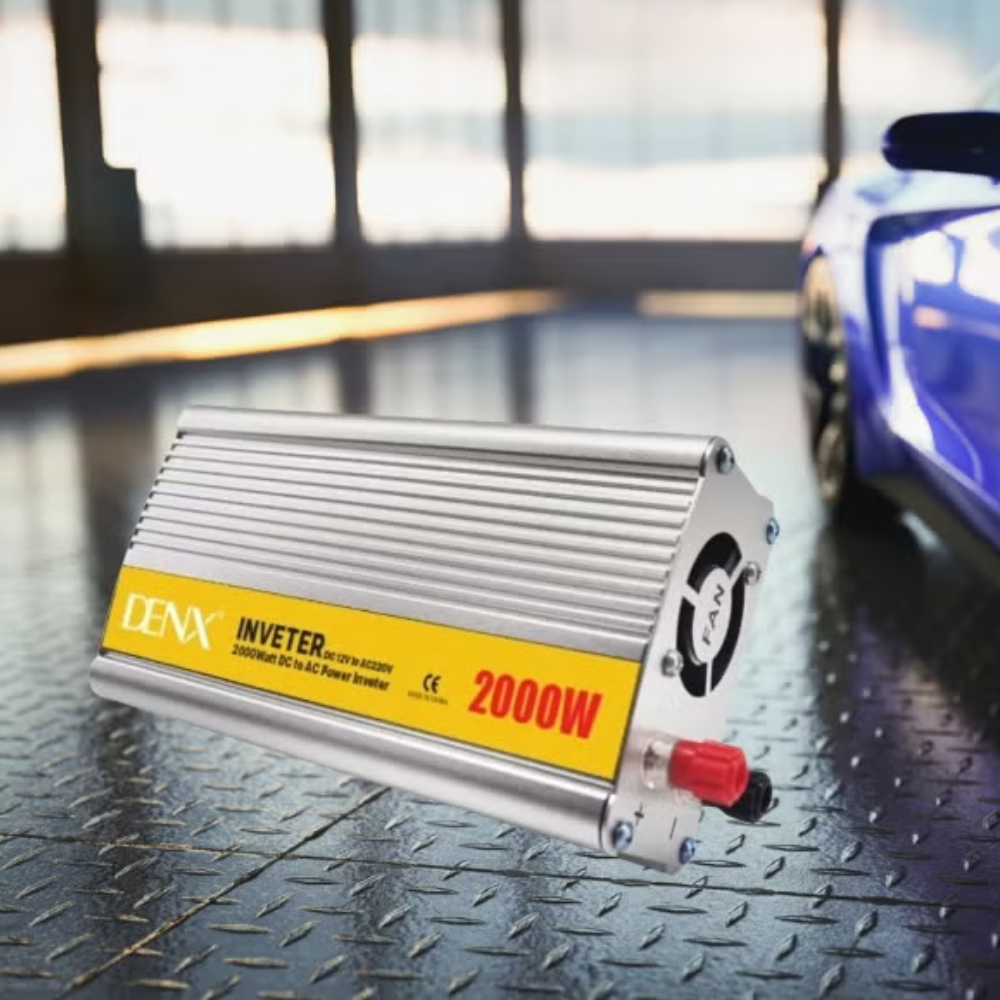 DENX 12V to 220V Car Power Inverter 2000W DC to AC Converter with Triple Socket, USB Port, and Cooling Fan