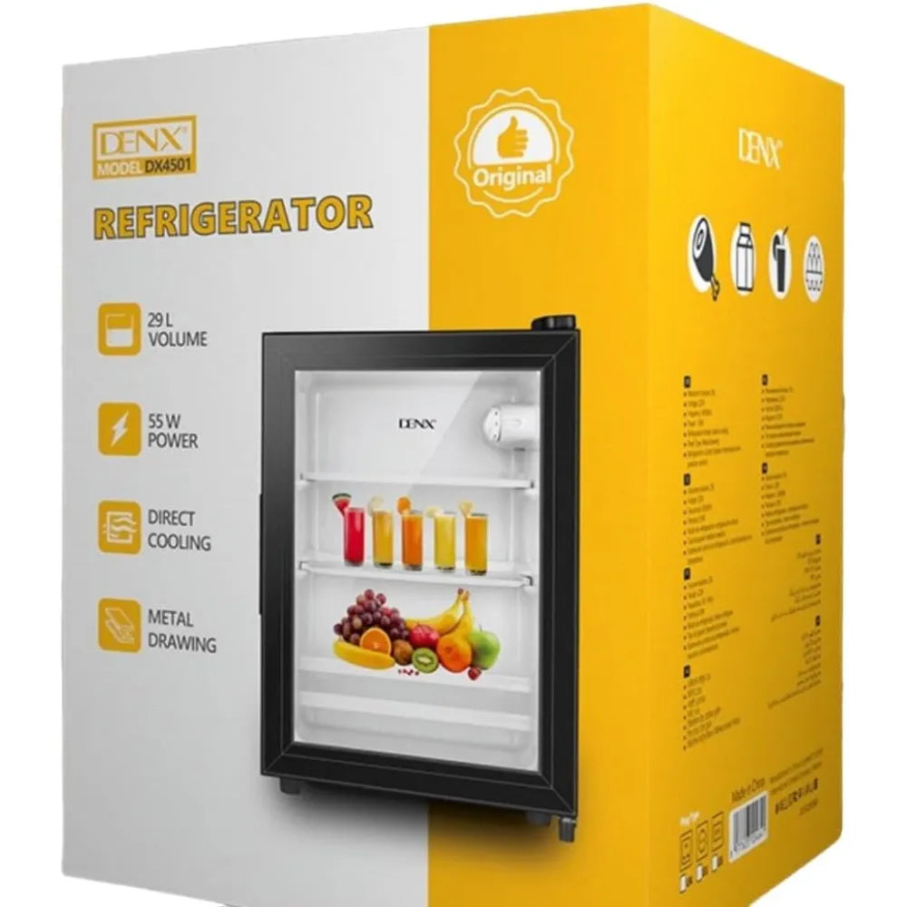 DENX Mini Fridge 29L Direct Cooling Metal Design 55W Power Efficient for Home and Office DX4501