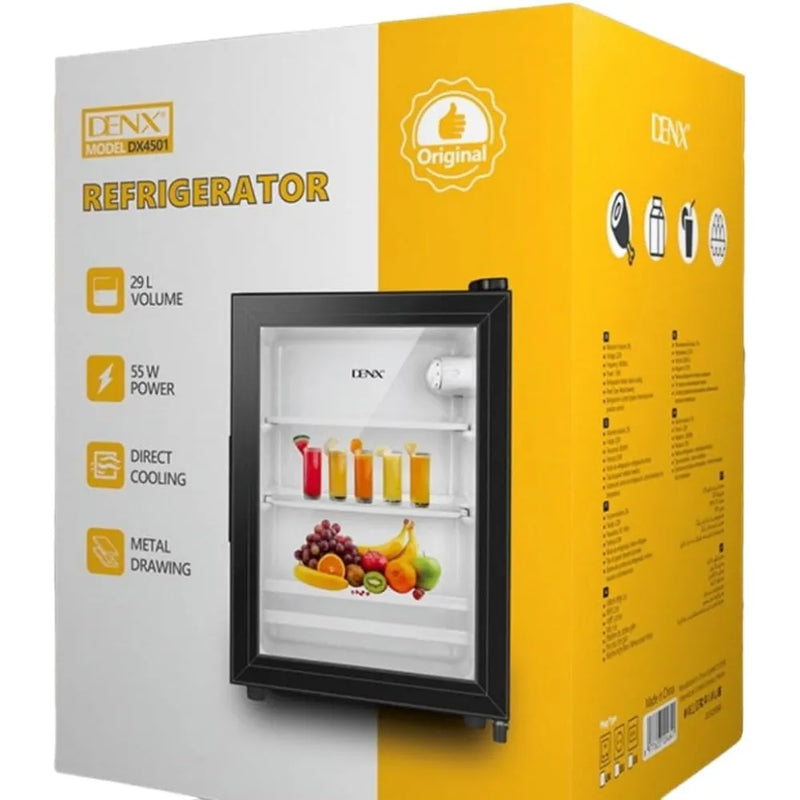 DENX Mini Fridge 29L Direct Cooling Metal Design 55W Power Efficient for Home and Office DX4501