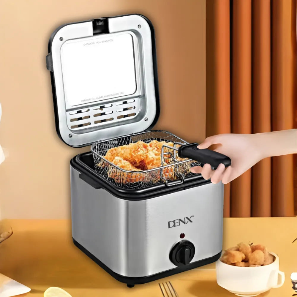 DENX Electric Deep Fryer Stove DX4002 2.5L Stainless Steel Adjustable Temperature up to 180°C 1000W Power