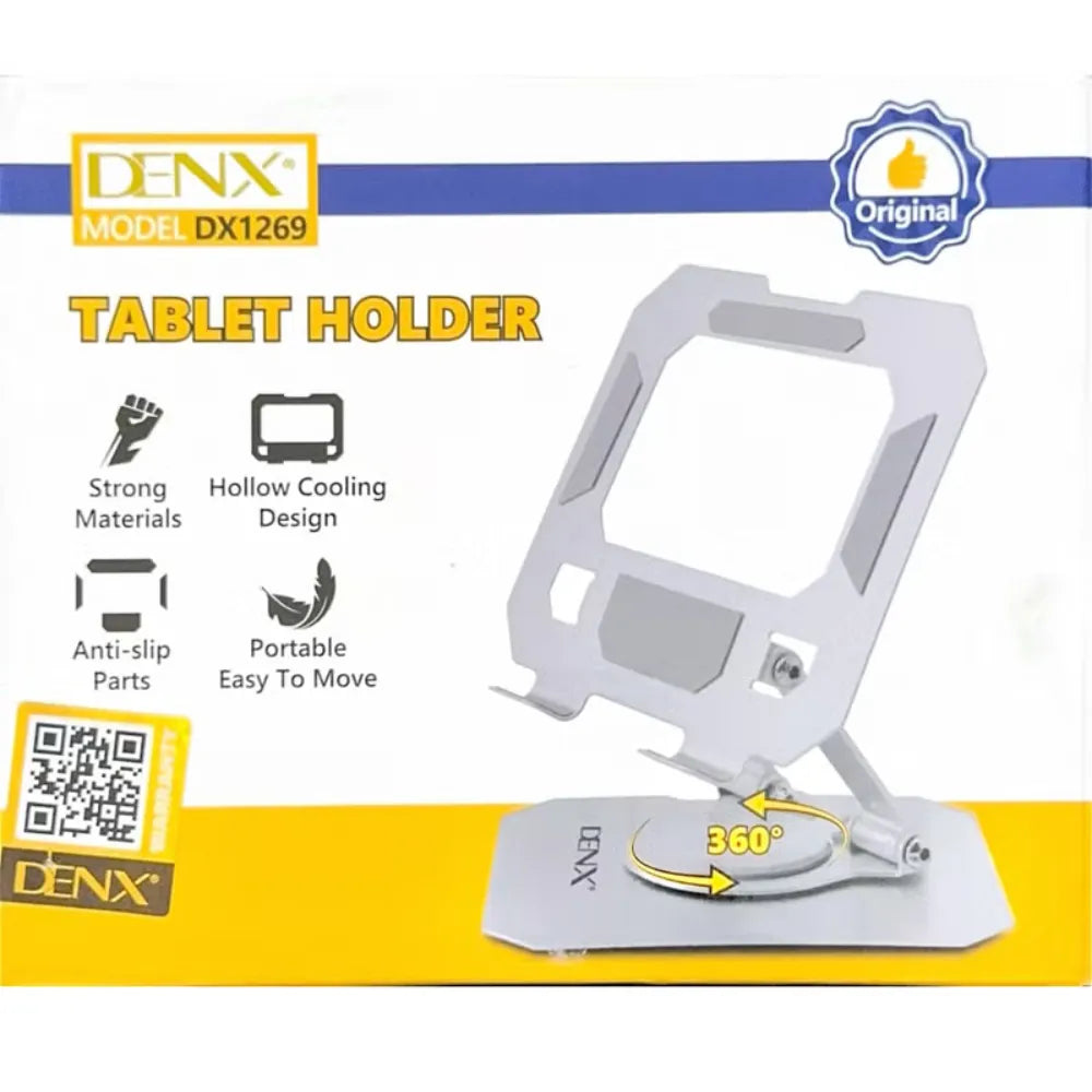 DENX Adjustable Tablet Stand DX1269 360° Rotatable Foldable Anti-Slip Base Multi-Size Compatible for iPad, Galaxy Tab, Kindle
