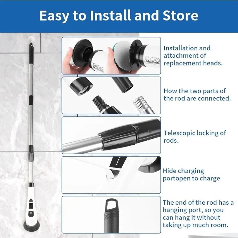 DENX Electric Cleaning Brush DX3630 9-in-1 Multifunctional 2000mAh Battery 25W Power for Home and Car Cleaning