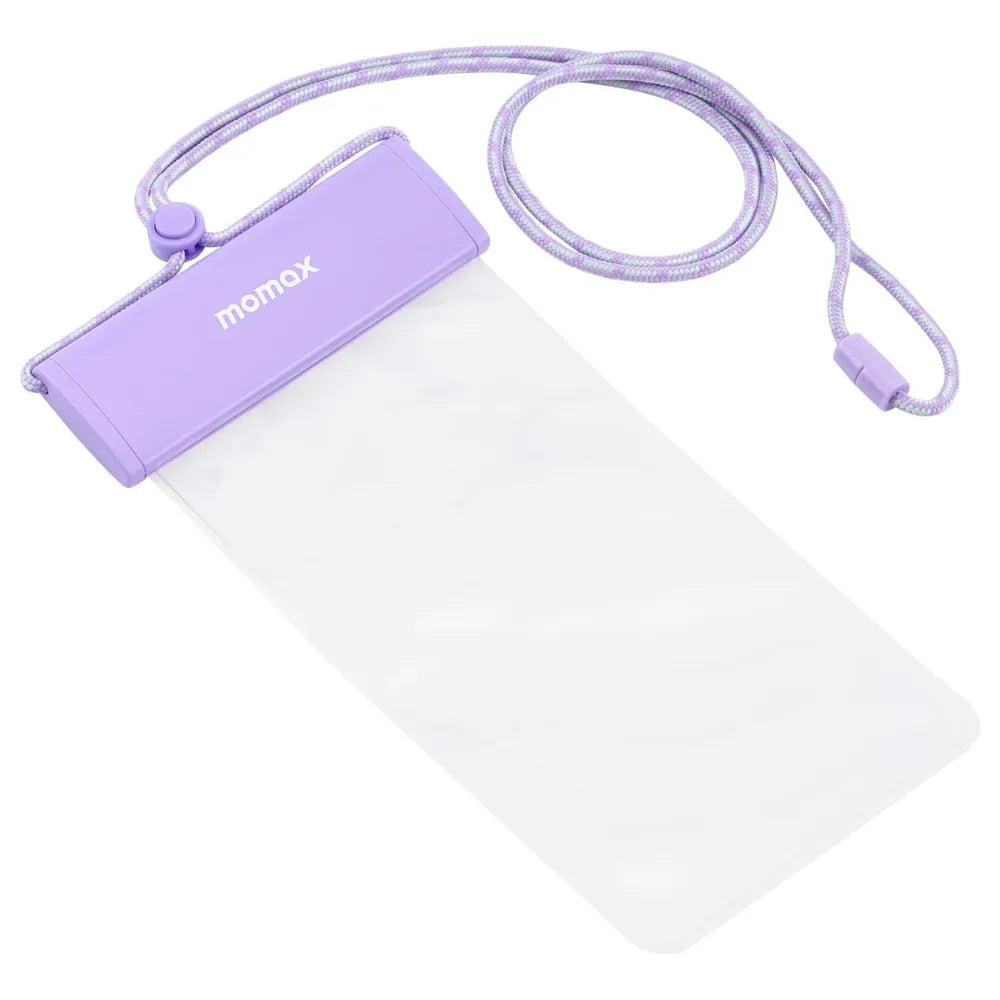 MOMAX Waterproof Pouch Universal with Neck Strap for Smartphones Up to 7” (Purple)