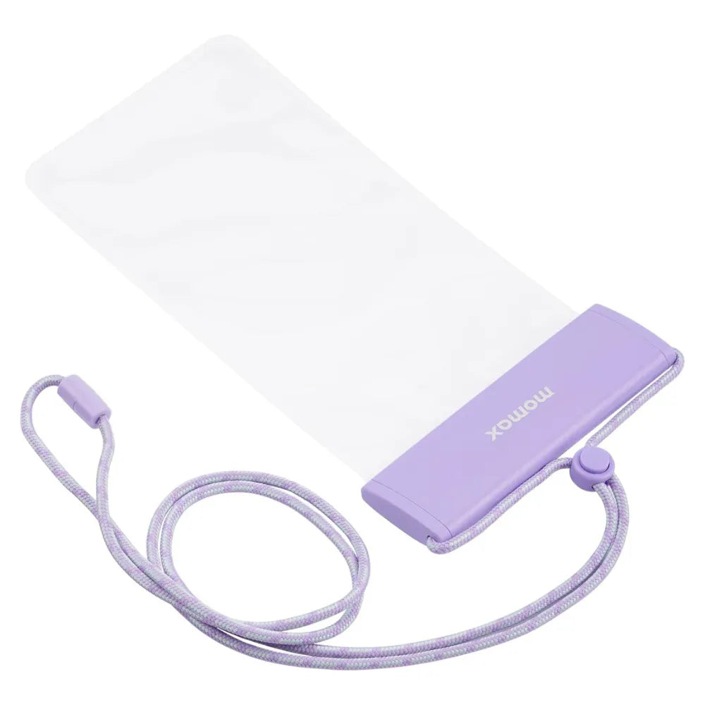 MOMAX Waterproof Pouch Universal with Neck Strap for Smartphones Up to 7” (Purple)