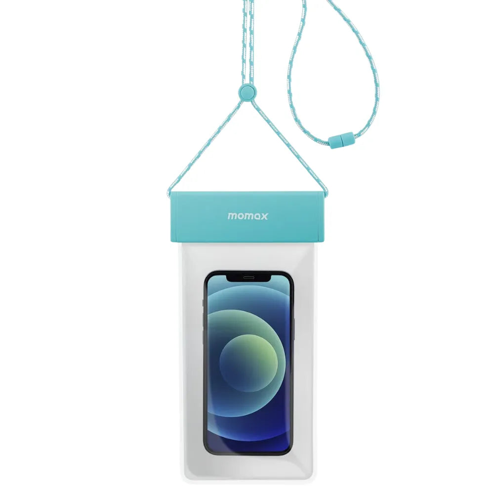MOMAX Waterproof Pouch Universal with Neck Strap for Smartphones Up to 7” (Blue)
