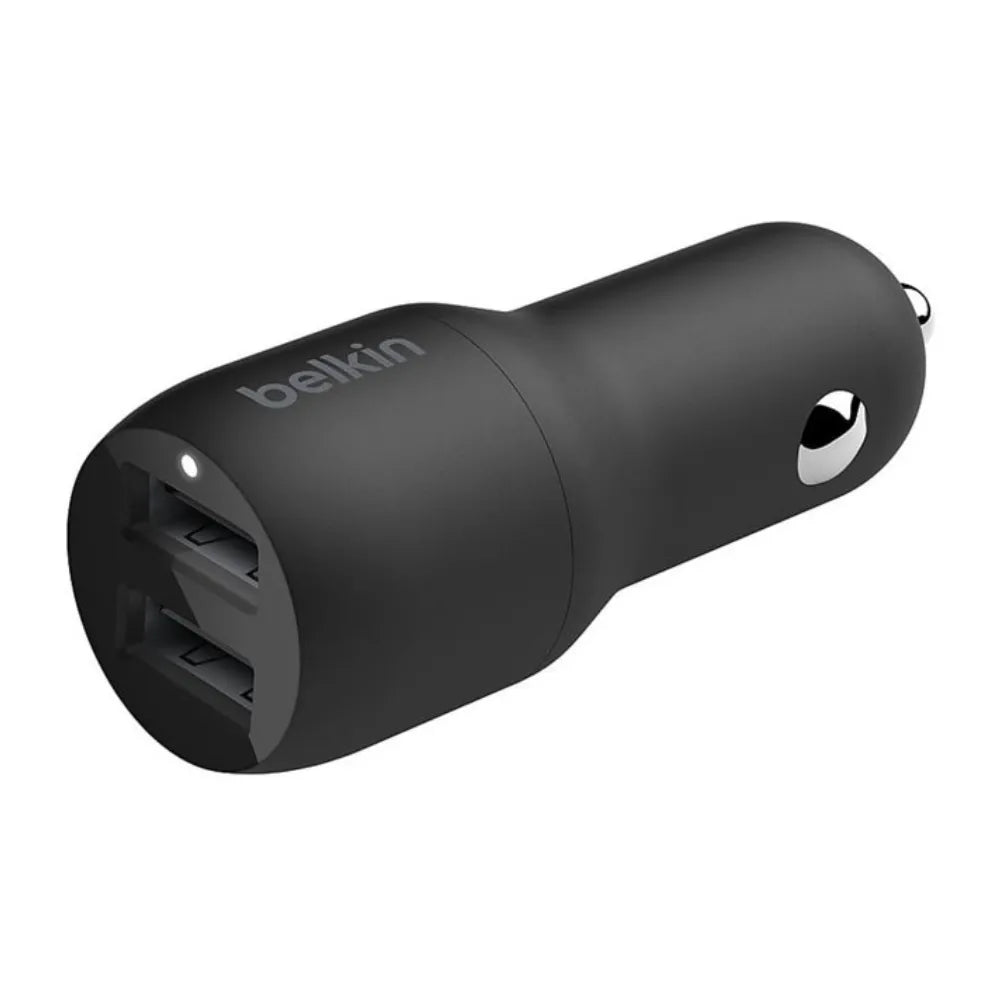 Belkin Dual USB Car Charger 24W Boost Charge 2-Port USB-A for iPhone, Android, Tablets, and More – Black