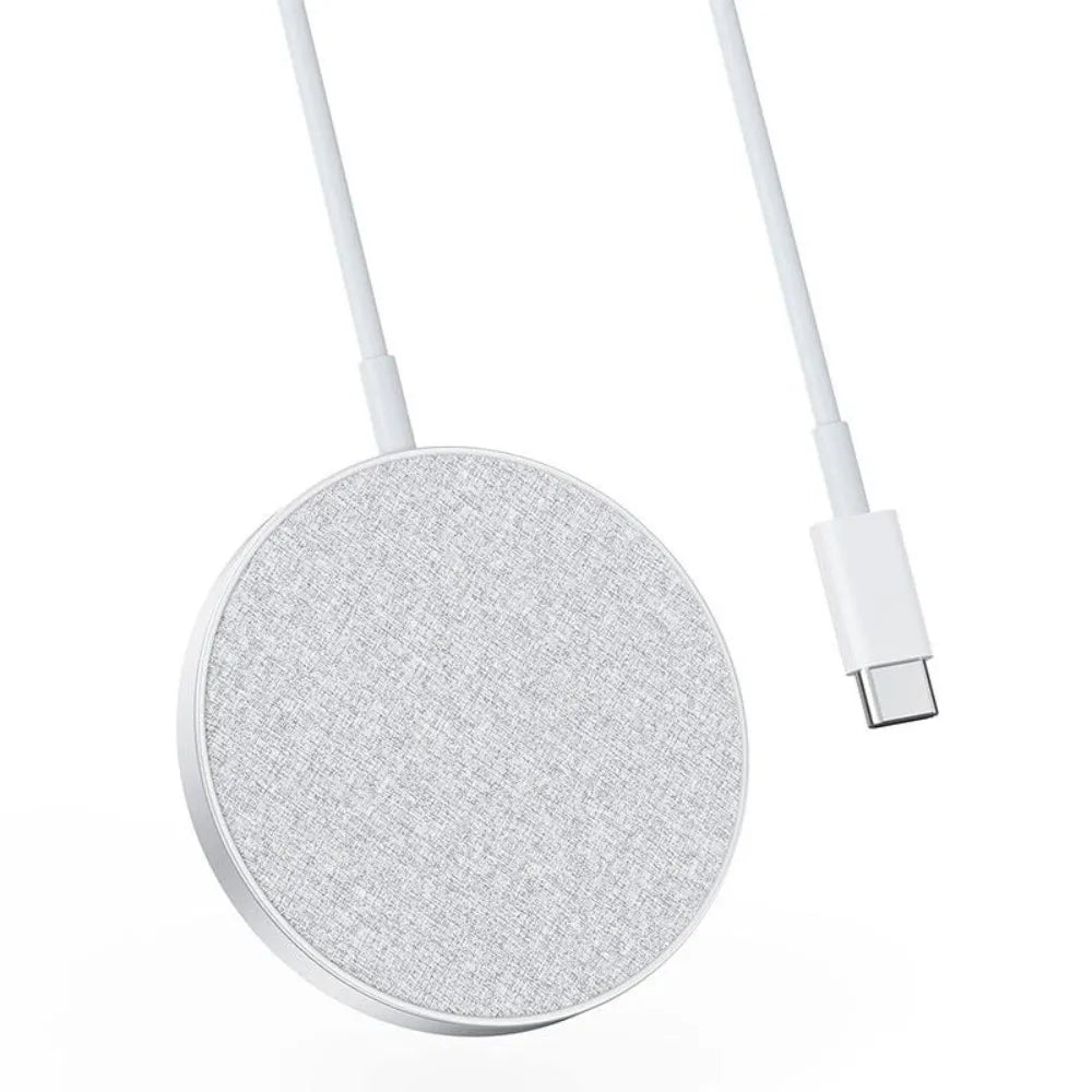 Anker PowerWave Select+ Magnetic Wireless Charging Pad USB-C with PU Leather Surface and Aluminum Stand – White
