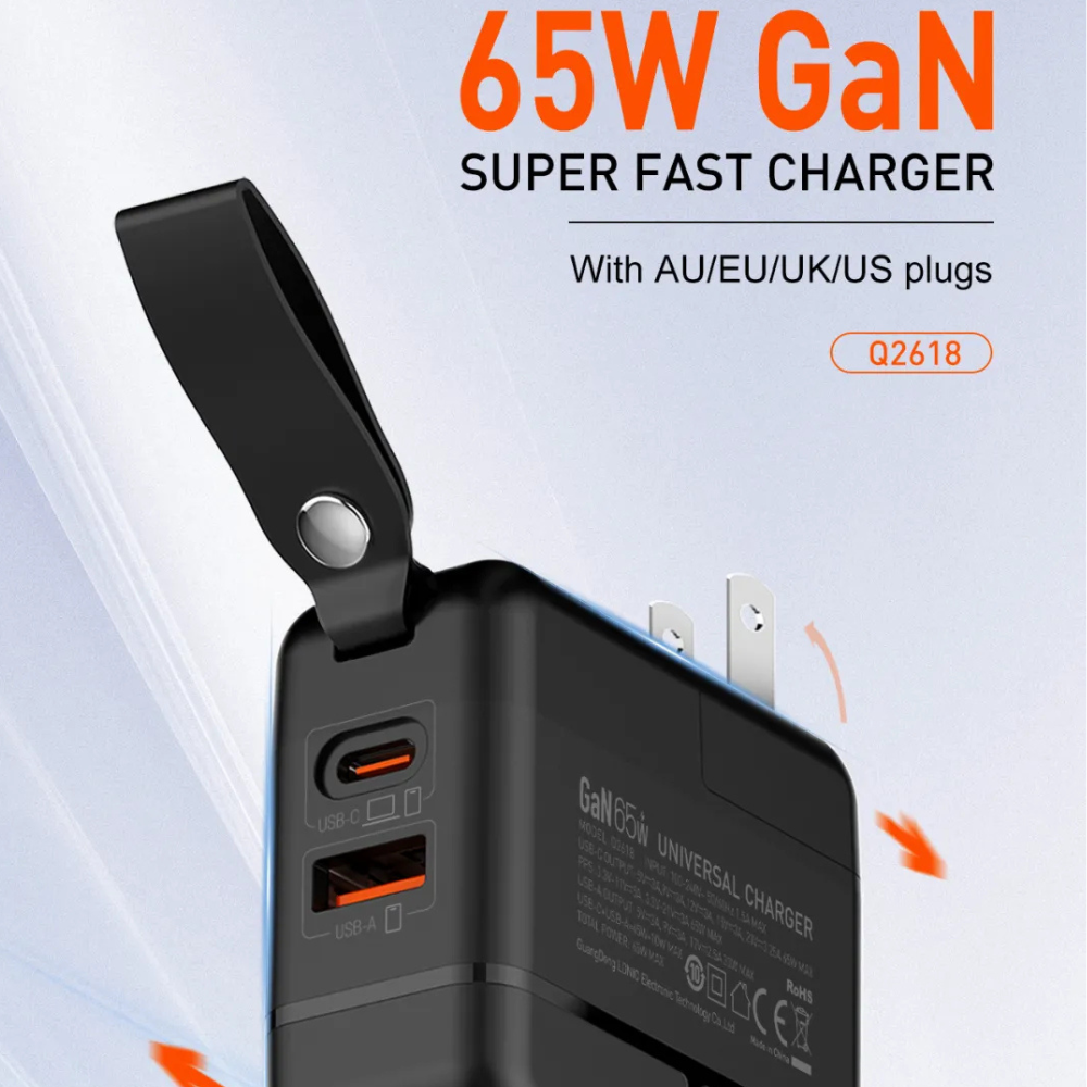 LDNIO Universal Charger GaN 65W EU/UK/US/AU Plug -Q2618