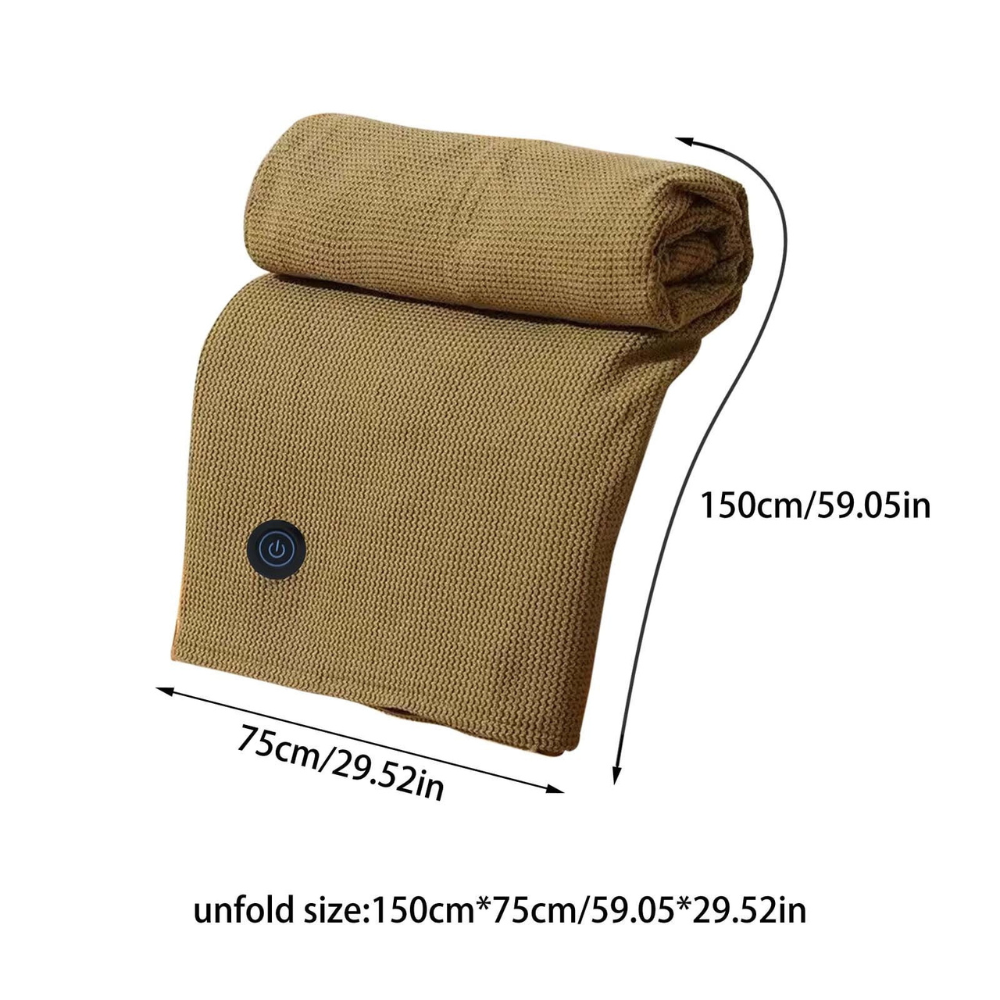  Wearable Electric Heated Blanket USB Powered with 3 Temperature Levels, Soft Flannel Material, Portable Warmer Shawl- Green