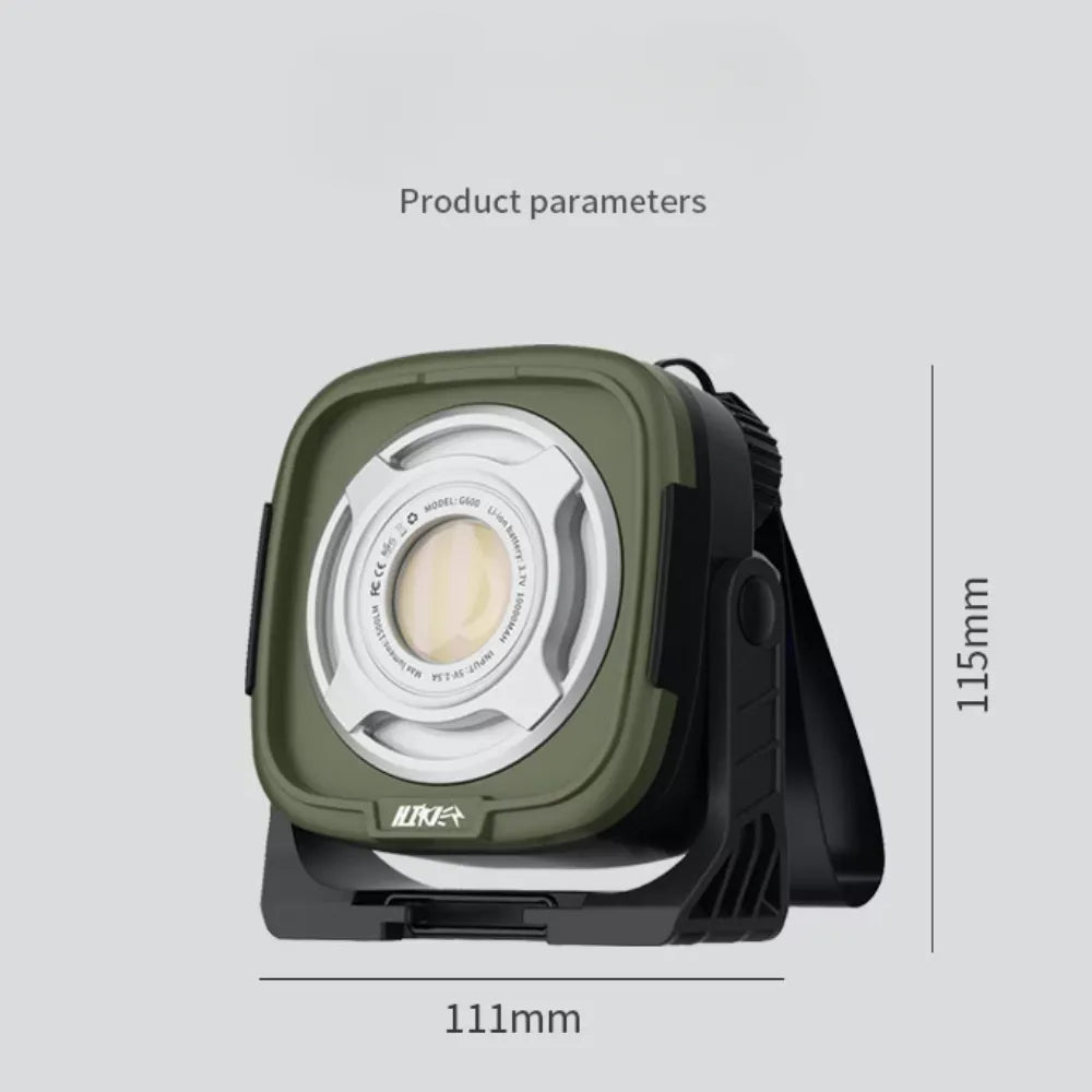 Xiaowolun G600 Rechargeable LED Camping Light 10000mAh Battery USB Rechargeable Multifunction Outdoor Lantern - Dark Green