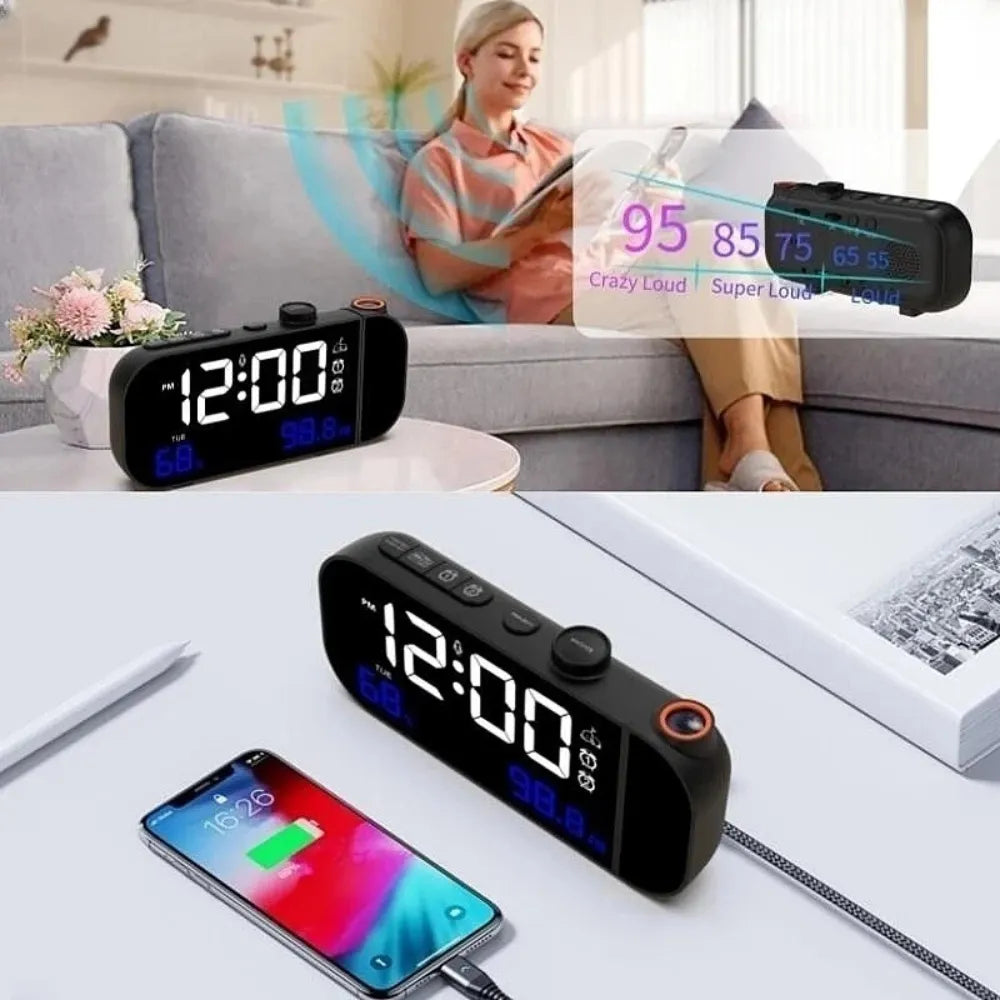Digital mirror Protection Alarm clock