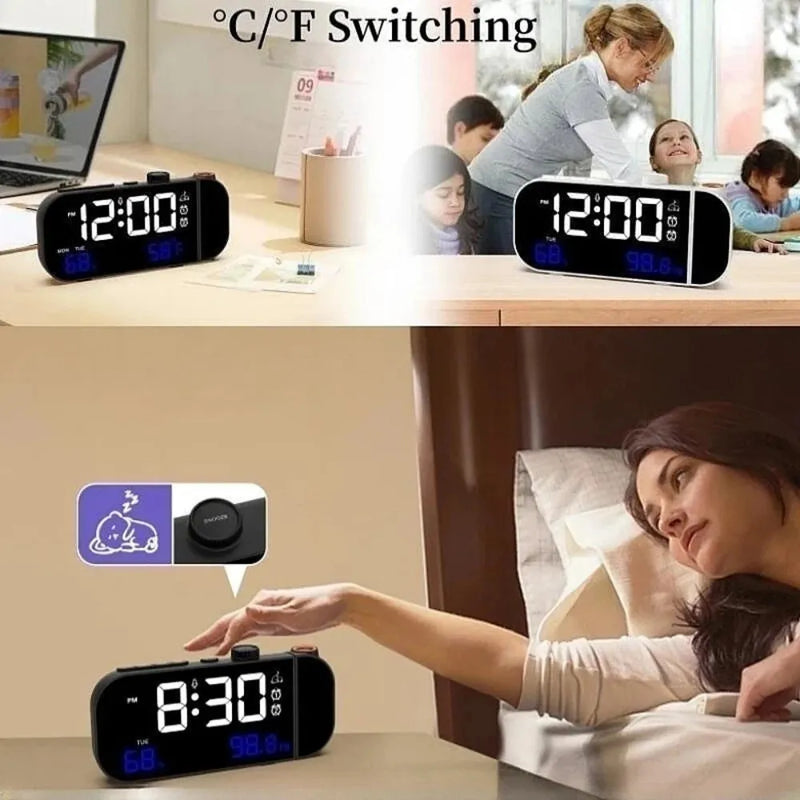 Digital mirror Protection Alarm clock