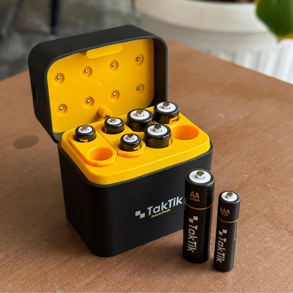 Taktik PowerPods AA & AAA Batteries with Charging Case - Black
