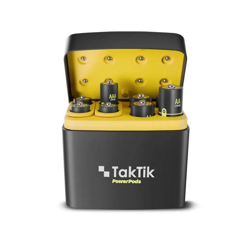 Taktik PowerPods AA & AAA Batteries with Charging Case - Black