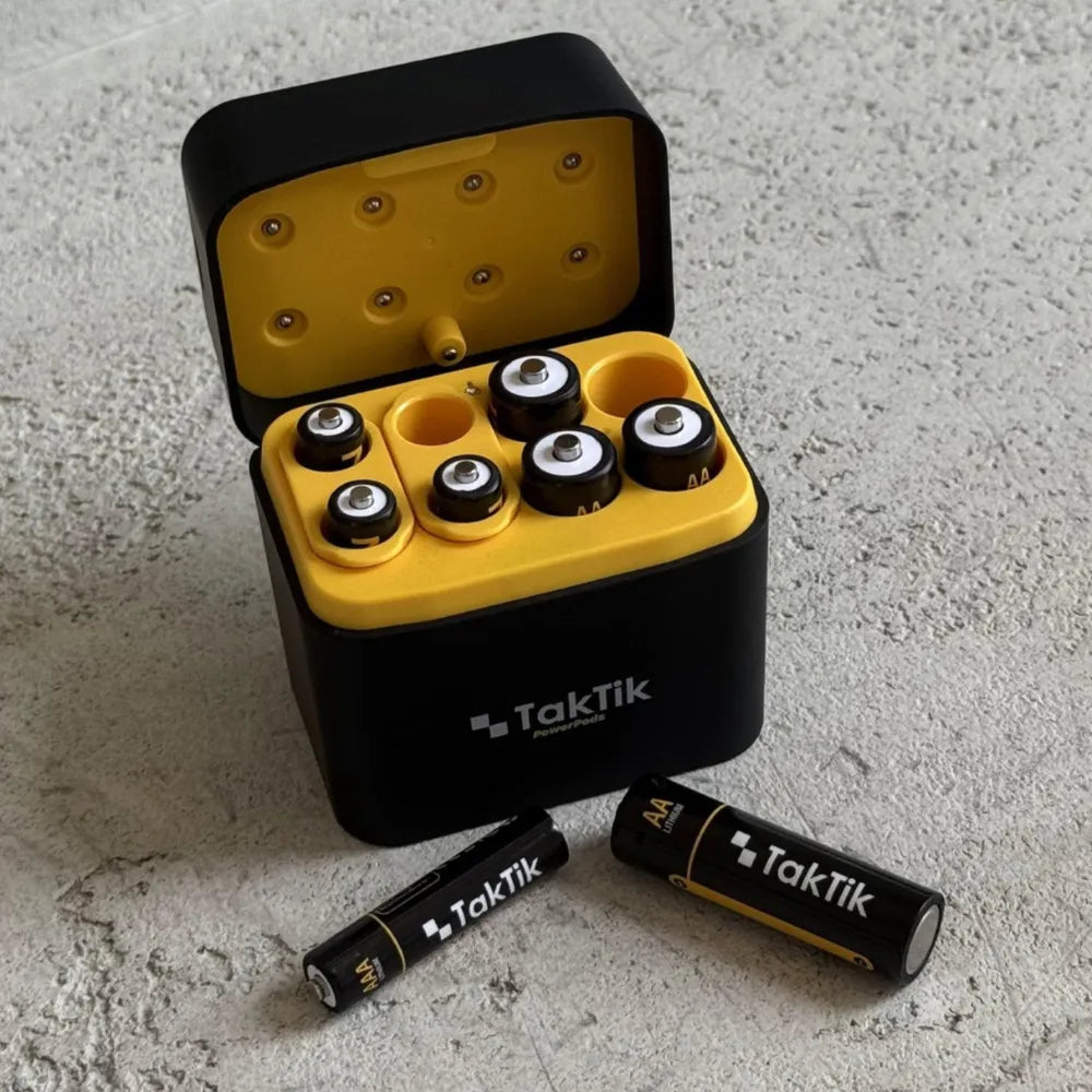 Taktik PowerPods AA & AAA Batteries with Charging Case - Black
