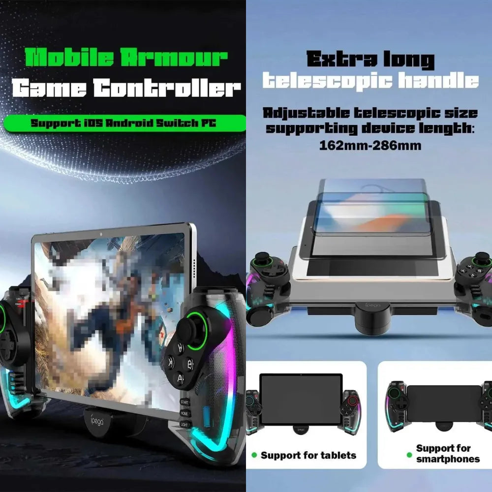 iPega Wireless rectactable controller with colorful lighting