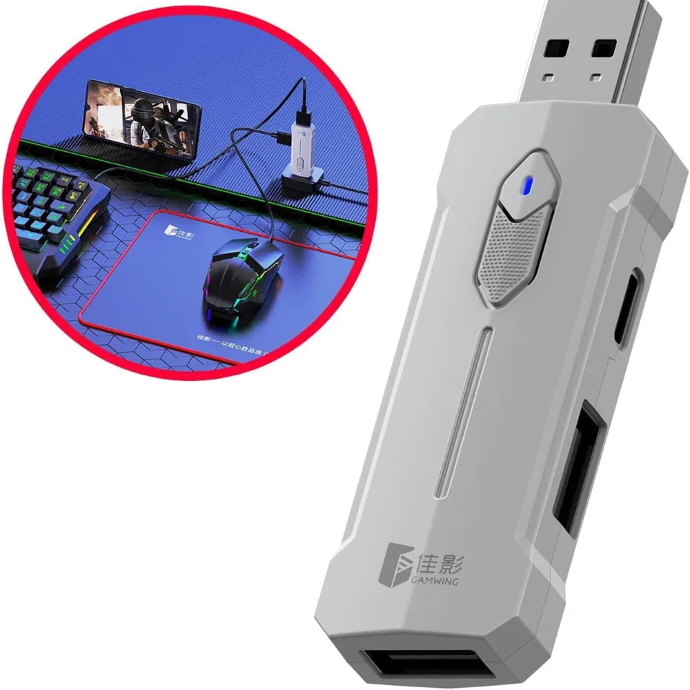 5-in-1 Mobile Gaming Combo, Half Hand Gaming Keyboard, Mouse, Converter & Adjustable Phone Stand, Bluetooth No-Lag Gamepad Controller
