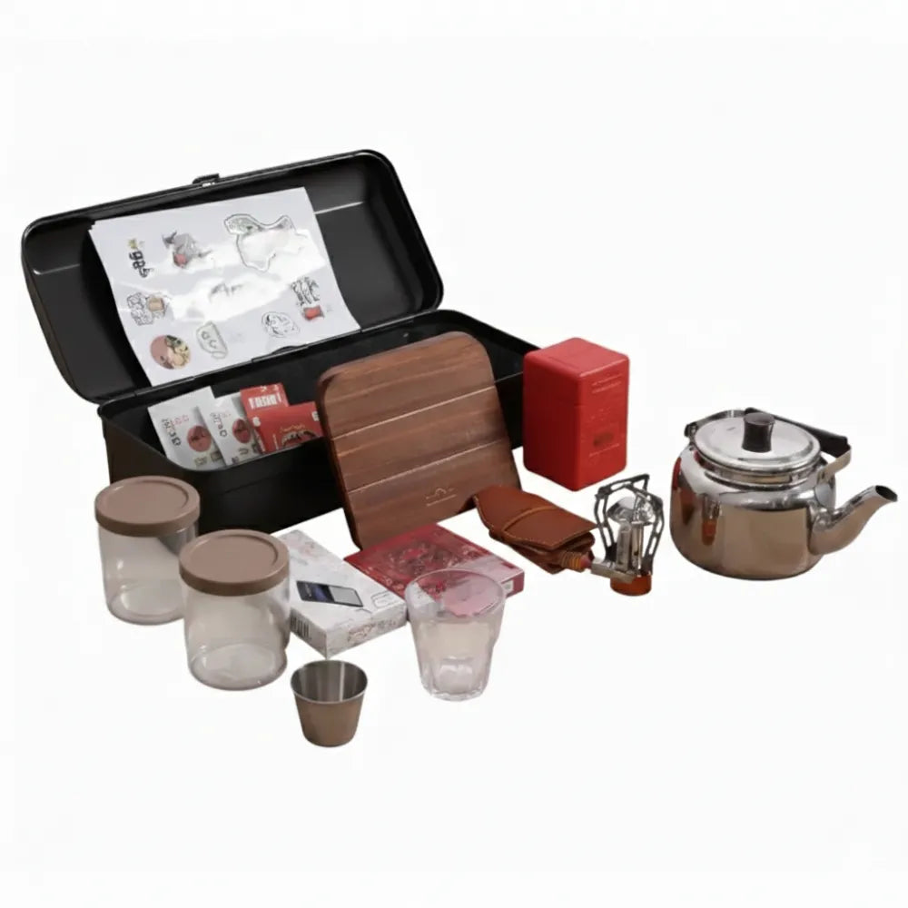 Y-350 Tea Travel Set – Portable Tea Brewing Kit with Latch Closure Storage Box & Compact Outdoor Accessories - Black