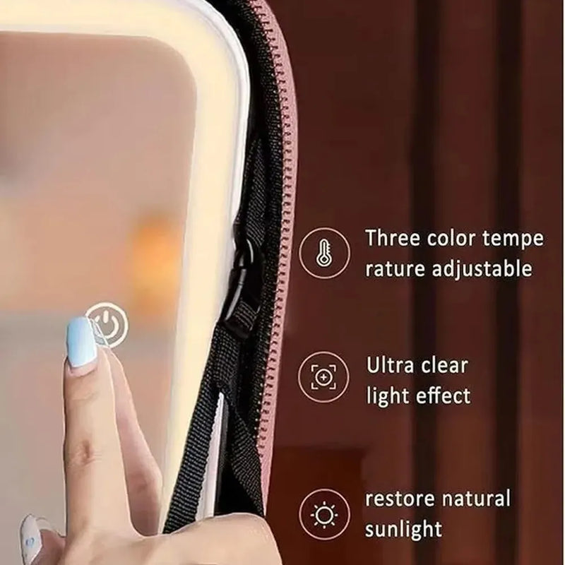 Smart LED Cosmetic Case with Mirror Travel Makeup Bag USB Rechargeable 2000mAh Battery - Pink Size 39 cm-5