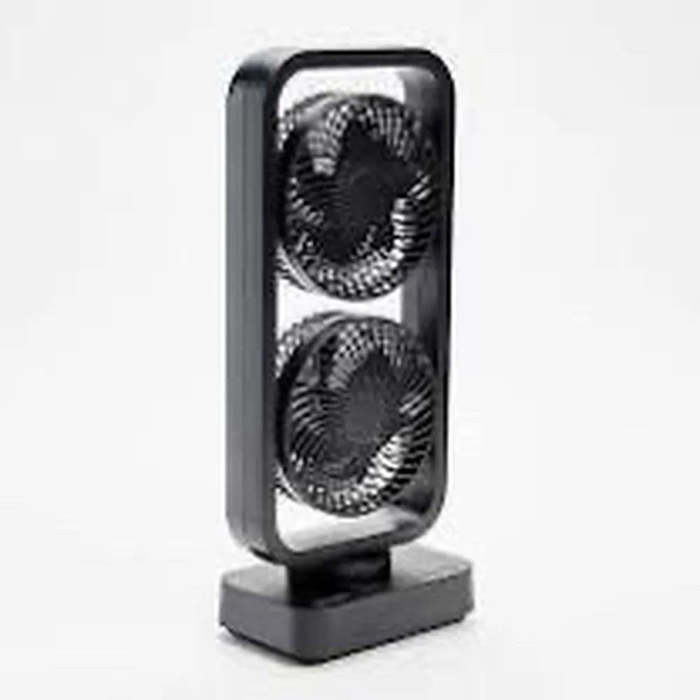 Dual-Head Rechargeable Desk Fan, 4000mAh Battery, 3-Speed Airflow, Portable USB Table Fan for Office, Dorm & Travel – ABS/PC/PP Build-black