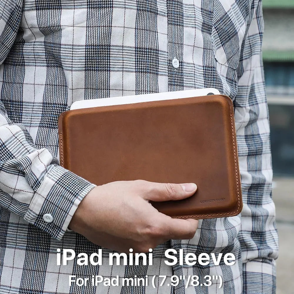 Contacts Family 7.9 Inch Slim Cow Genuine Leather Tablet Sleeve Case Cover - Brown