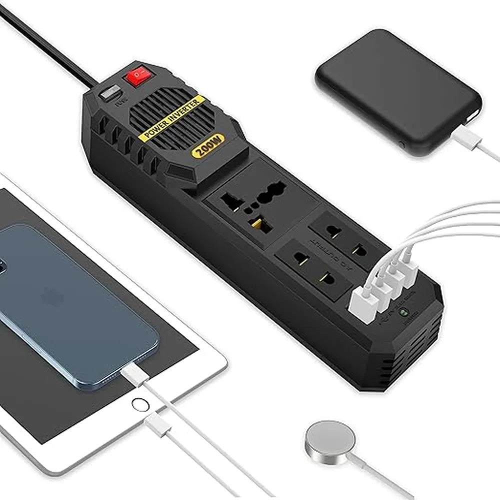 Green Stark Plus Power Inverter with 4 USB-A Ports 200W