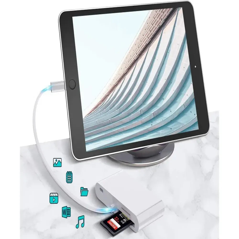 Coteetci 6-in-1 Lightning OTG Card Reader Compatible With JPEG, RAW, HEIF/HEVC